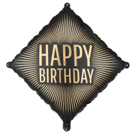 Folieballon Happy Birthday Sort/Guld 46 cm