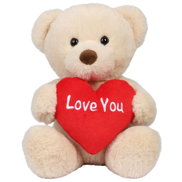 Beige Bamse med Hjerte 20 cm