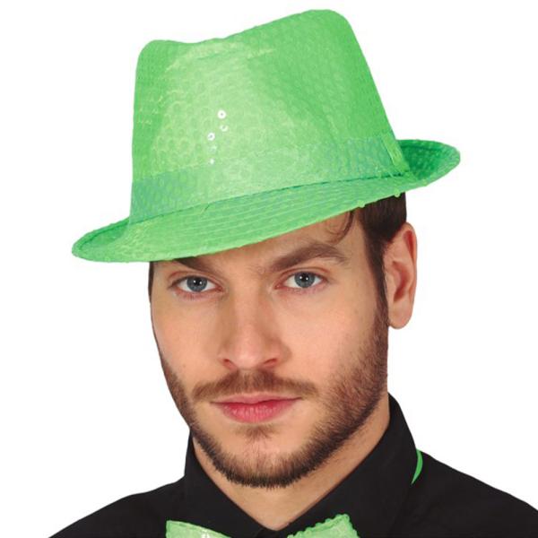 Gangsterhat med Pailletter Neongrøn