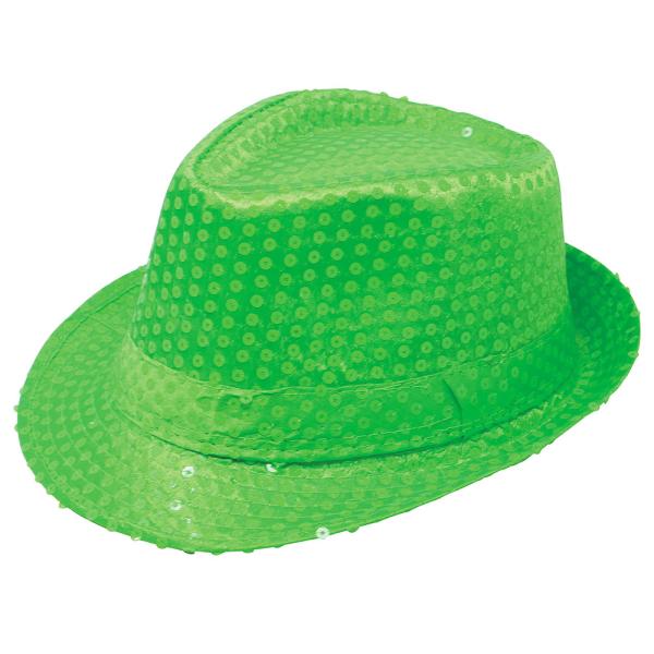 Gangsterhat med Pailletter Neongrøn