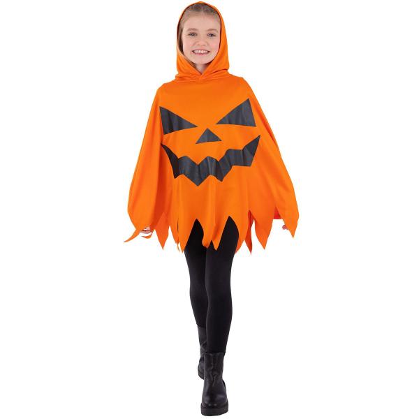 Orange Poncho Halloweengræskar Børn