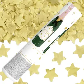 Konfettikanon Stjerner Champagneguld 20 cm