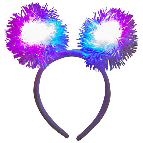 LED Hårbøjle med Pom Poms Hvid