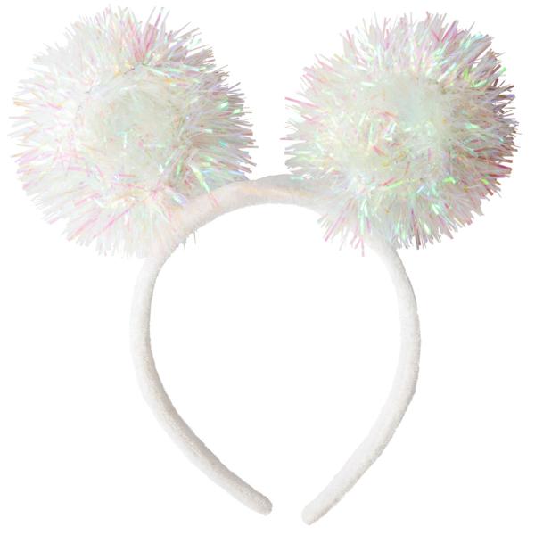 LED Hårbøjle med Pom Poms Hvid