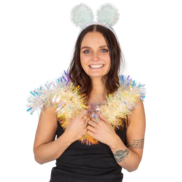 LED Hårbøjle med Pom Poms Hvid