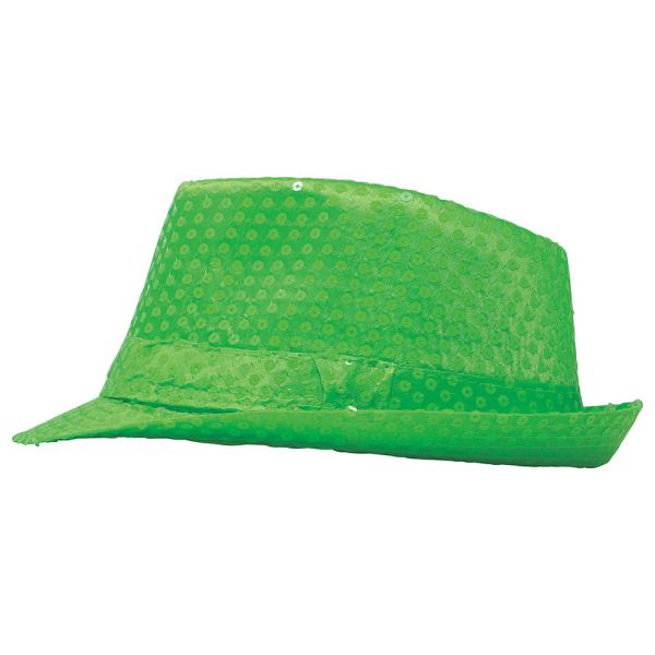 Gangsterhat med Pailletter Neongrøn