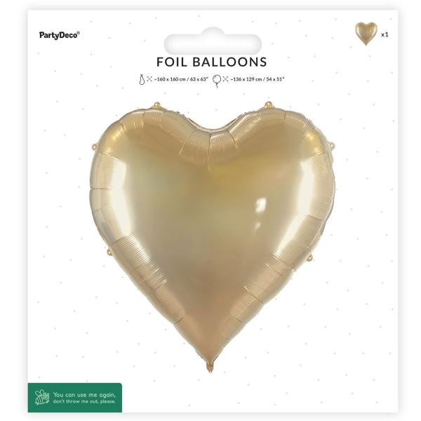 Folieballon Hjerte Guld 129 x 136 cm