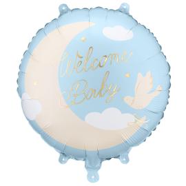 Folieballon Welcome Baby Lysebl&aring; Rund 35 cm