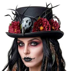 Cylinderhat med Gribbehode og Blomster