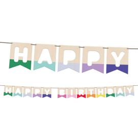 Flagguirlande Happy Birthday i Tr&aelig; 4 m