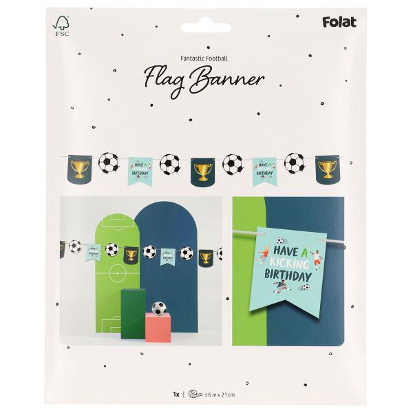 Flagguirlande Fodbold Fødselsdagsfest 6 m