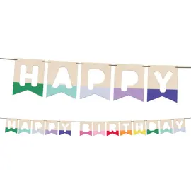 Flagguirlande Happy Birthday i Tr&aelig; 4 m