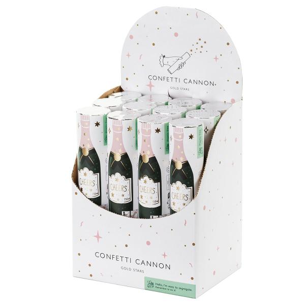 Konfettikanon Stjerner Champagneguld 20 cm