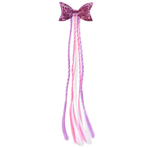 Hårlok med Fletninger Rosa/Lilla/Hvid