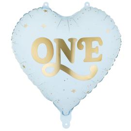 Folieballon Hjerte One Lysebl&aring;
