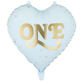 Folieballon Hjerte One Lysebl&aring;