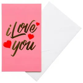 Lyserød Kort med Konvolut I Love You