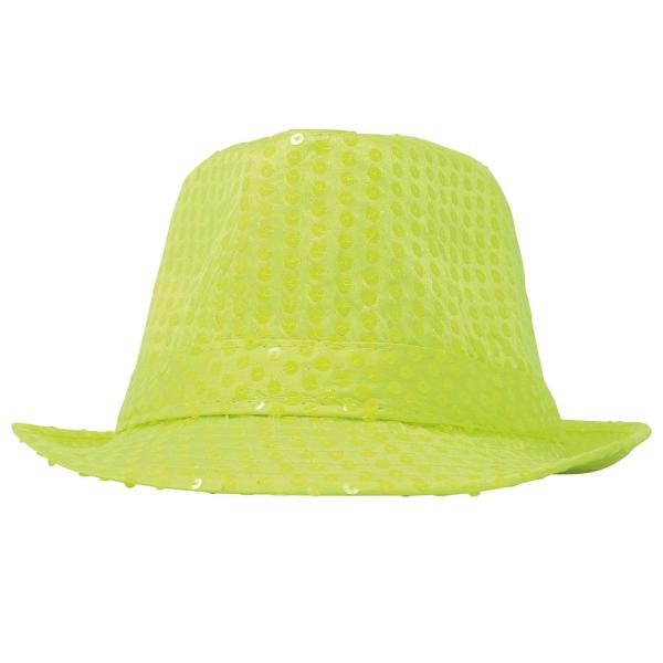 Gangsterhat med Pailletter Neongul