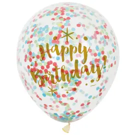Konfettiballoner Happy Birthday Flerfarvet