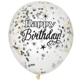 Konfettiballoner Happy Birthday Sort