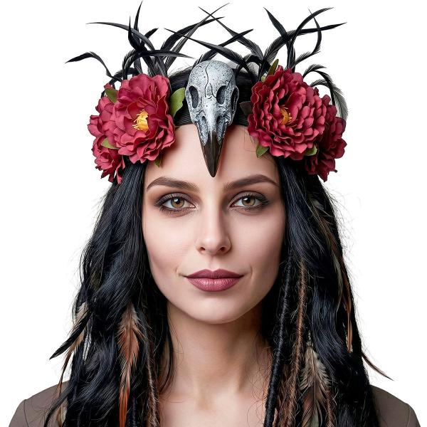Cylinderhat med Gribbehode og Blomster