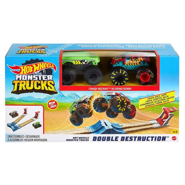 Hot Wheels Monster Trucks Double Destruction Sæt