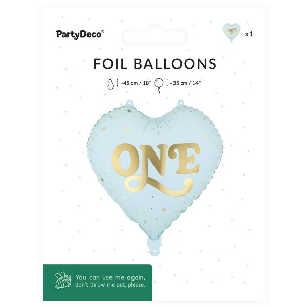 Folieballon Hjerte One Lyseblå