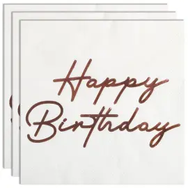 Happy Birthday Servietter Roseguld 16-pak