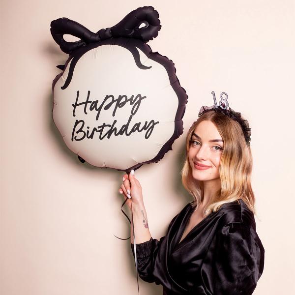 Happy Birthday Folieballon med Sløjfe 47,5 x 45 cm