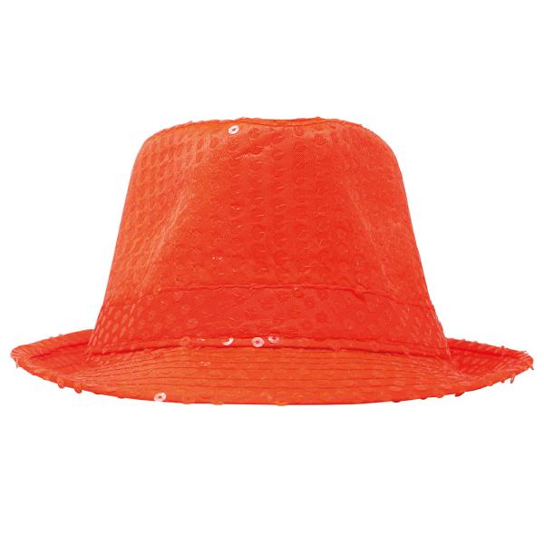 Gangsterhat med Pailletter Neonorange