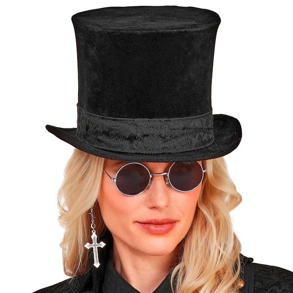 Cylinderhat Fløjl Sort
