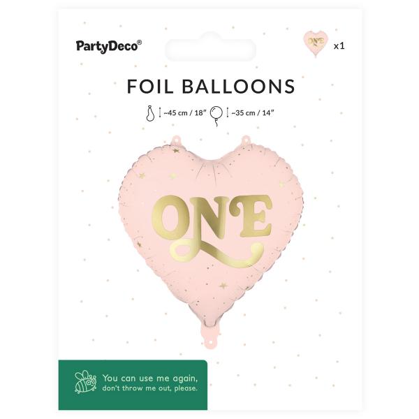 Folieballon Hjerte One Lyserosa