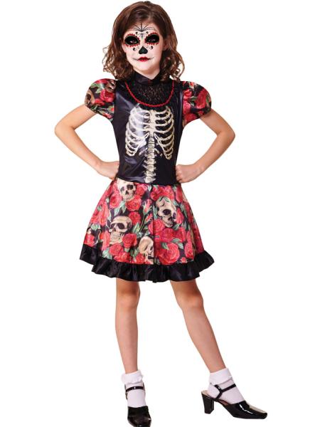 Day of the Dead Kjole Børnekostume