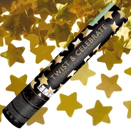 Konfettikanon Stjerner Guldfolie 28 cm