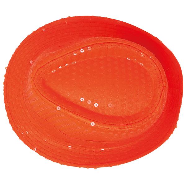 Gangsterhat med Pailletter Neonorange