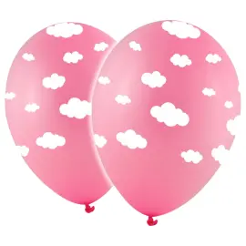 Baby Pink Balloner med Hvide Skyer