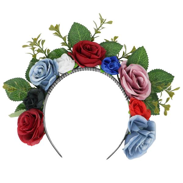 Hårbøjle med Mørke Blomster & Blade