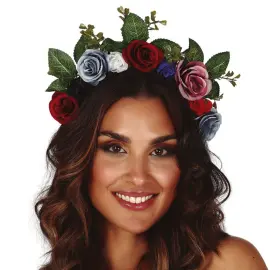 Hårbøjle med Mørke Blomster & Blade