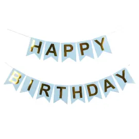 Happy Birthday Flagguirlande Blå