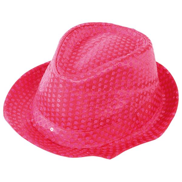 Gangsterhat med Pailletter Neonpink