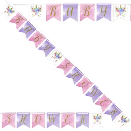 Baby Shower Flagguirlande Unicorn Baby