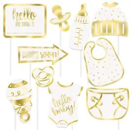 Baby Shower Foto Props Lys Metallic Guld