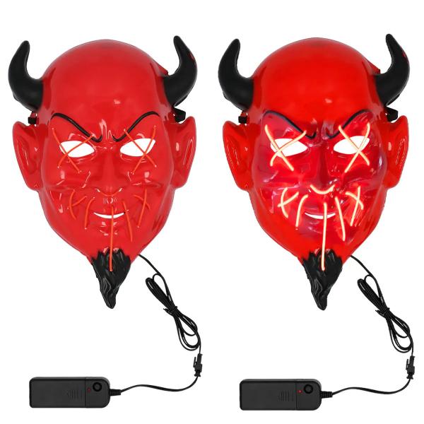 LED Djævlemaske Rød