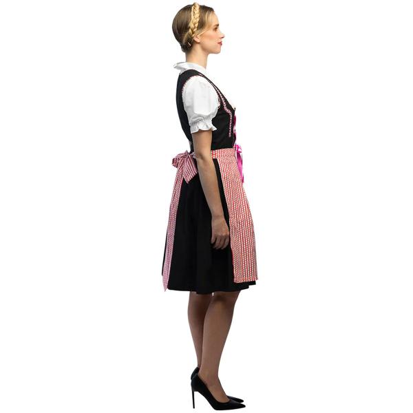 Oktoberfest Tyrolerkjole Lyserød/Sort/Hvid