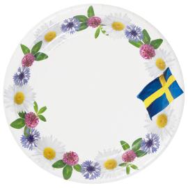 Paptallerkener Blomster/Svenske Flag 8-pak