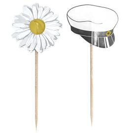Partypicks Studenterhuer/Margueritter 12-pak