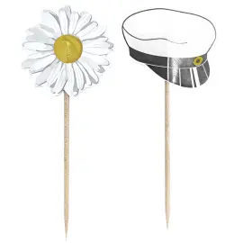 Partypicks Studenterhuer/Margueritter 12-pak