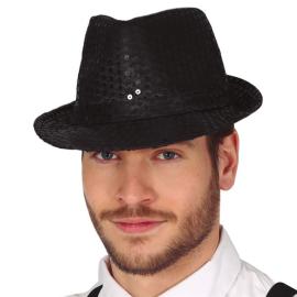 Gangsterhat med Pailletter Sort