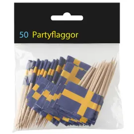 Partypicks Svenske Flag 50-pak