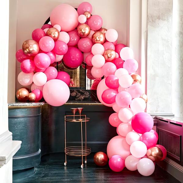 Stor Ballonbue Sæt Pink og Rosaguld